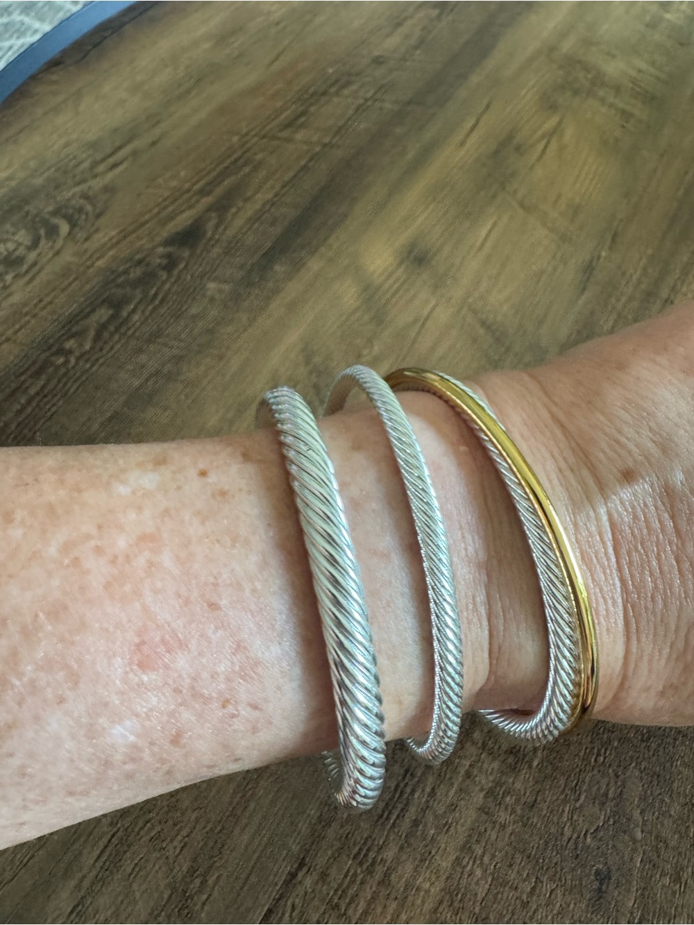 Amazon Two-Tone Silver and Gold Cable Cuff Bracelet - Picture 11 of 11